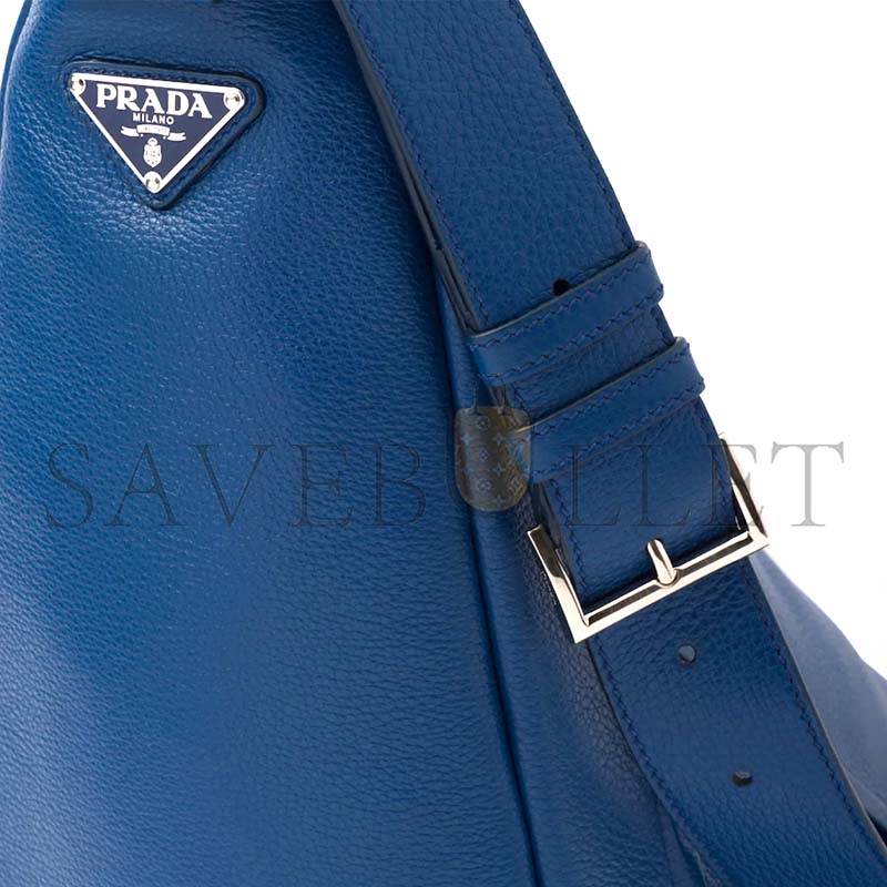 PRADA LEATHER TRIANGLE SHOULDER BAG LARGE BLUETTE 2VY007 (60*30cm) 